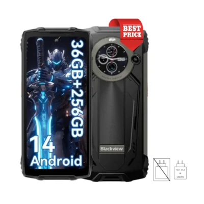 Zwarte weergave BV8200 | 36 GB RAM 256 GB ROM – AI Helderheid Zaklamp