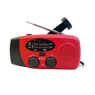 Rádio de emergência com manivela e carregamento solar